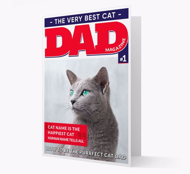 Best Cat Dad Magazine Cover: {breedCommonName} Photo Upload Card